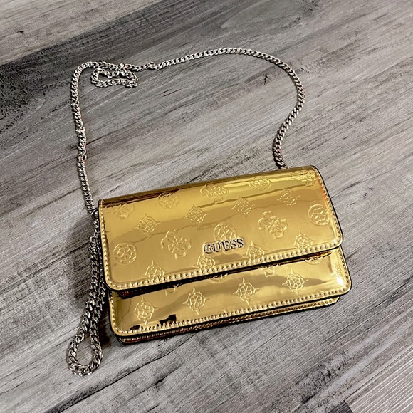 guess walk of fame gold mini crossbody bag - Picture 3 of 10
